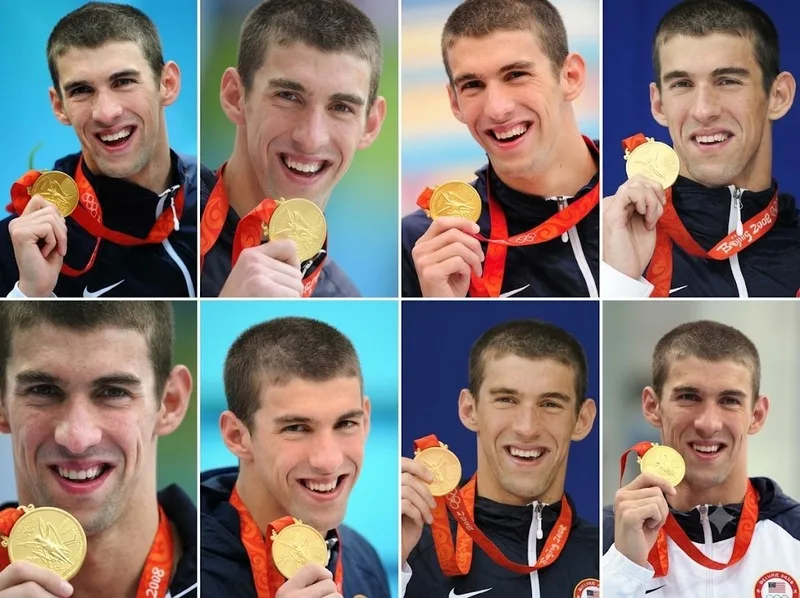 Khoảnh khắc Michael Phelps giành 8 huy chương vàng tại Olympic Bắc Kinh 2008, cột mốc vĩ đại trong sự nghiệp.